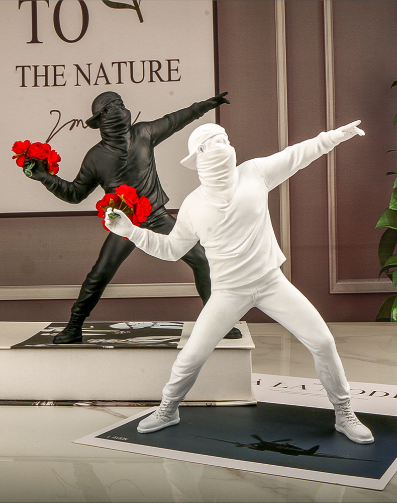Banksy-まだ花の装飾、抽象芸術の彫刻、置物の装飾、リビ - Abstract Sculpture Resin のレビューと価格