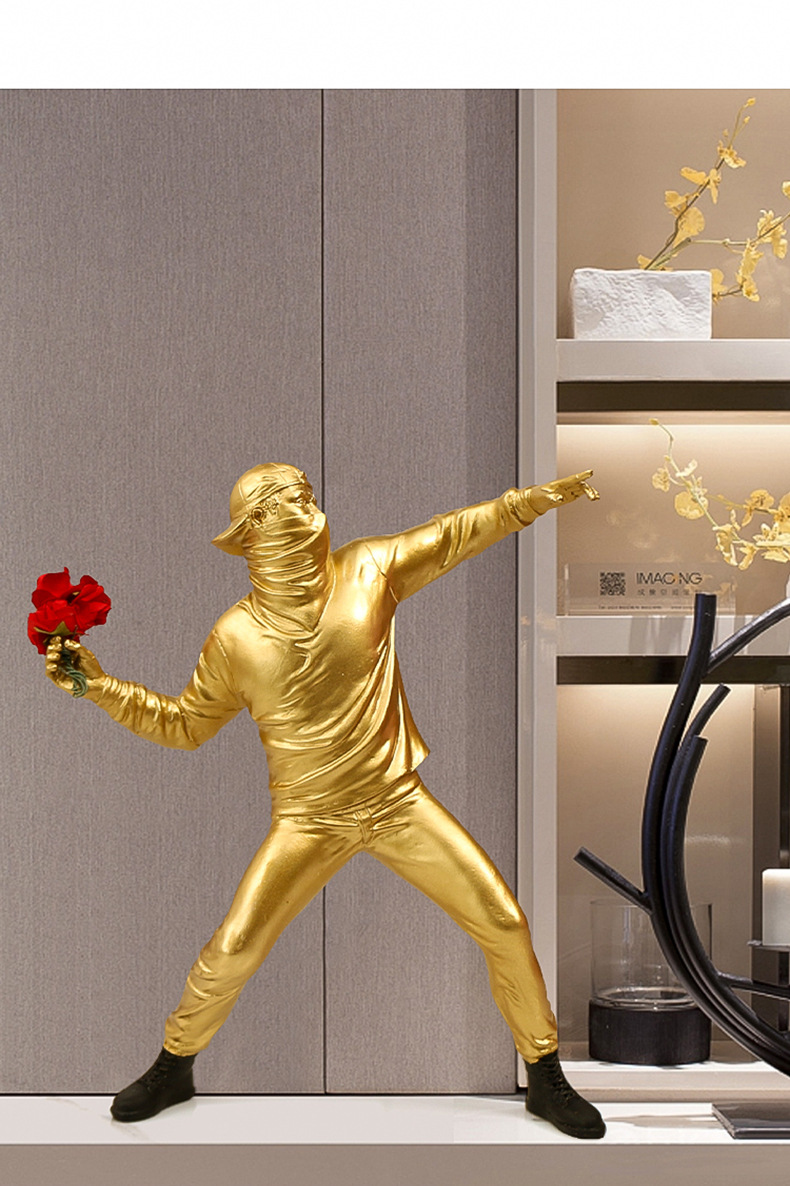 Banksy-まだ花の装飾、抽象芸術の彫刻、置物の装飾、リビ - Abstract Sculpture Resin のレビューと価格