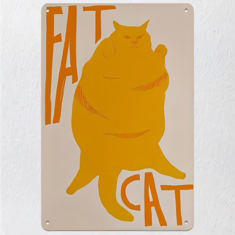 オレンジ色の太った猫のイラストが描かれた、ヴィンテージ風の鉄 - Home Decor Orange のレビューと価格